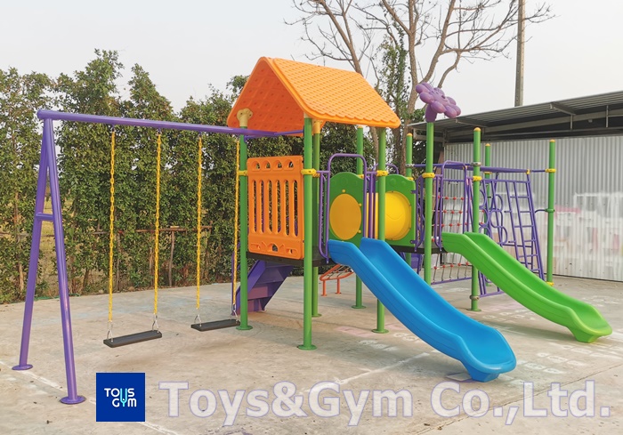 เครื่องเล่นสนามกลางแจ้ง ชุดบ้านเด็กแสนซน