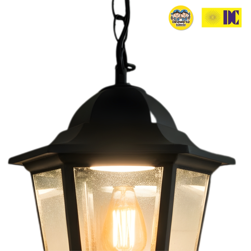 ยี่ห้อ DC โคมไฟห้อยเพดาน รุ่น C-817H/1-BK เฉพาะโคมไฟไม่มีหลอดแถม ใช้กับขั้ว E27 โคมไฟDC สีดำ