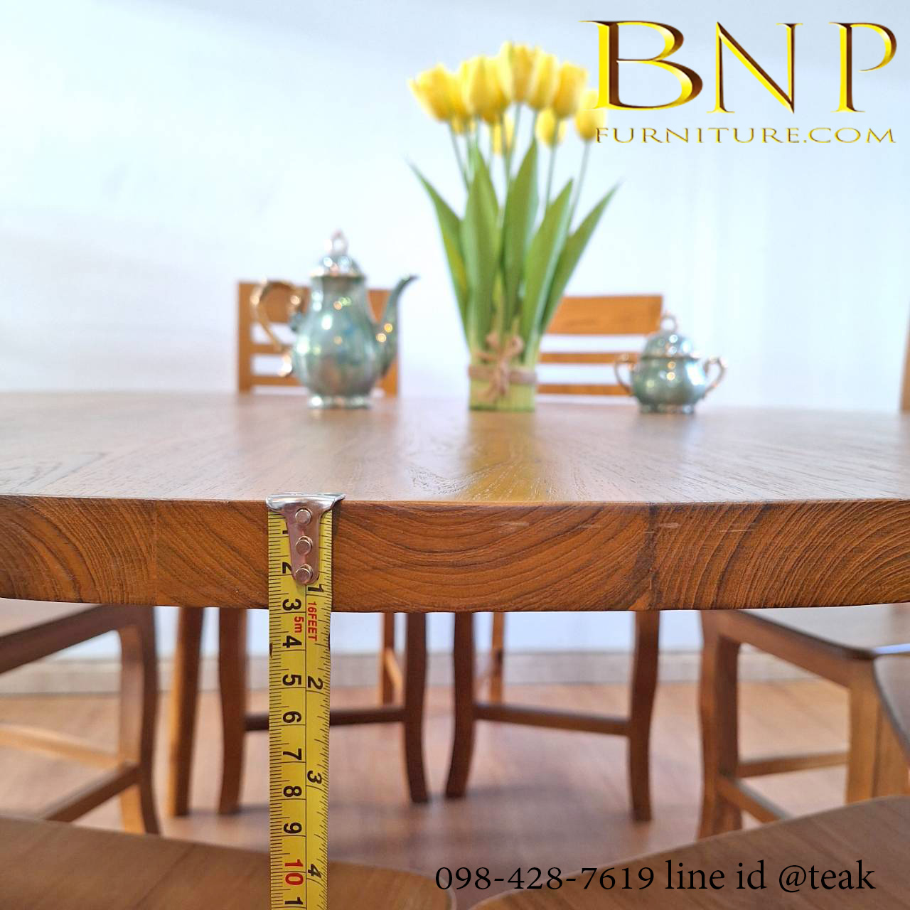 ชุดโต๊ะทานข้าวกลม + เก้าอี้ 8 ตัว รุ่น เป่าเป้ย