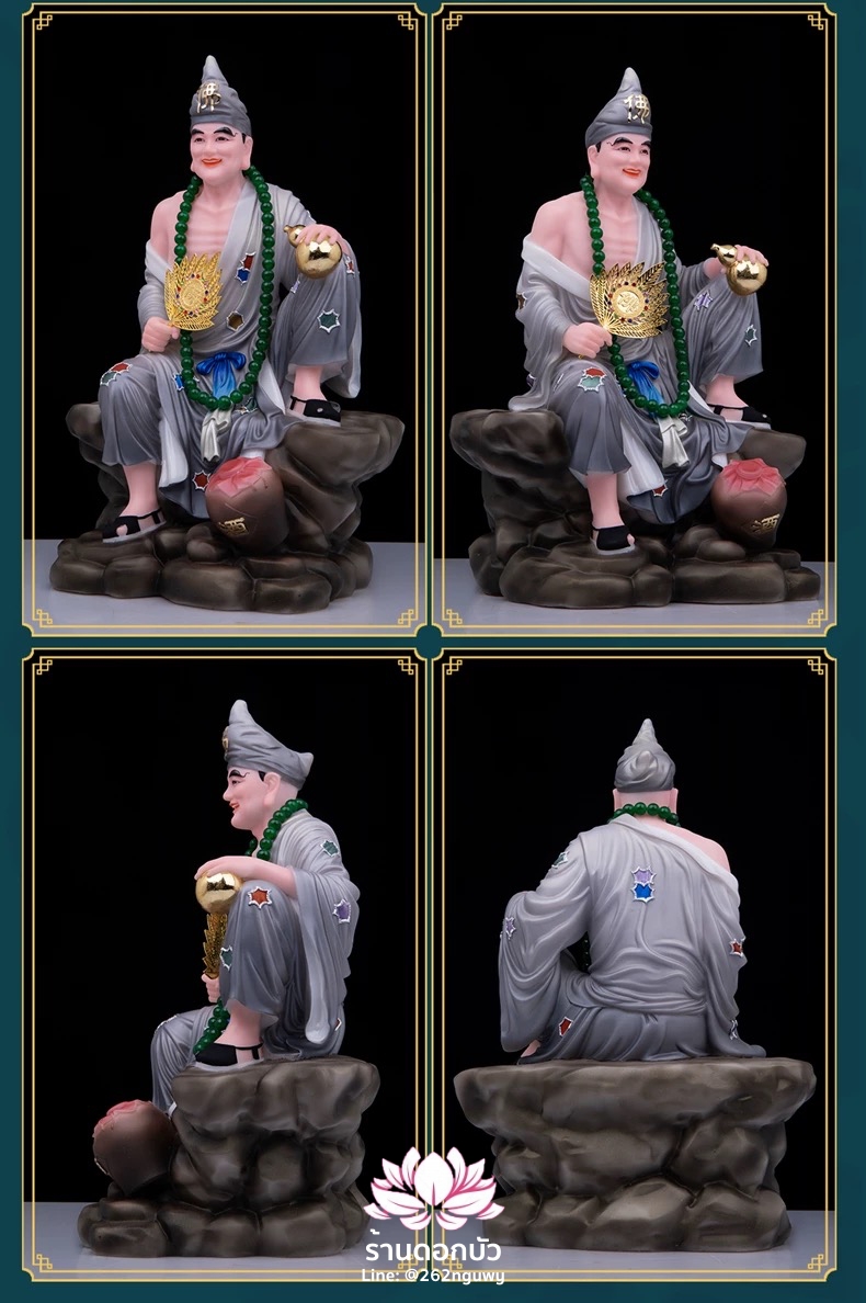 พระอรหันต์จี้กง เต้าจี้ฉานซือ งานหินอ่อนคุณภาพสูง ขนาด 12/16/19/26 นิ้ว