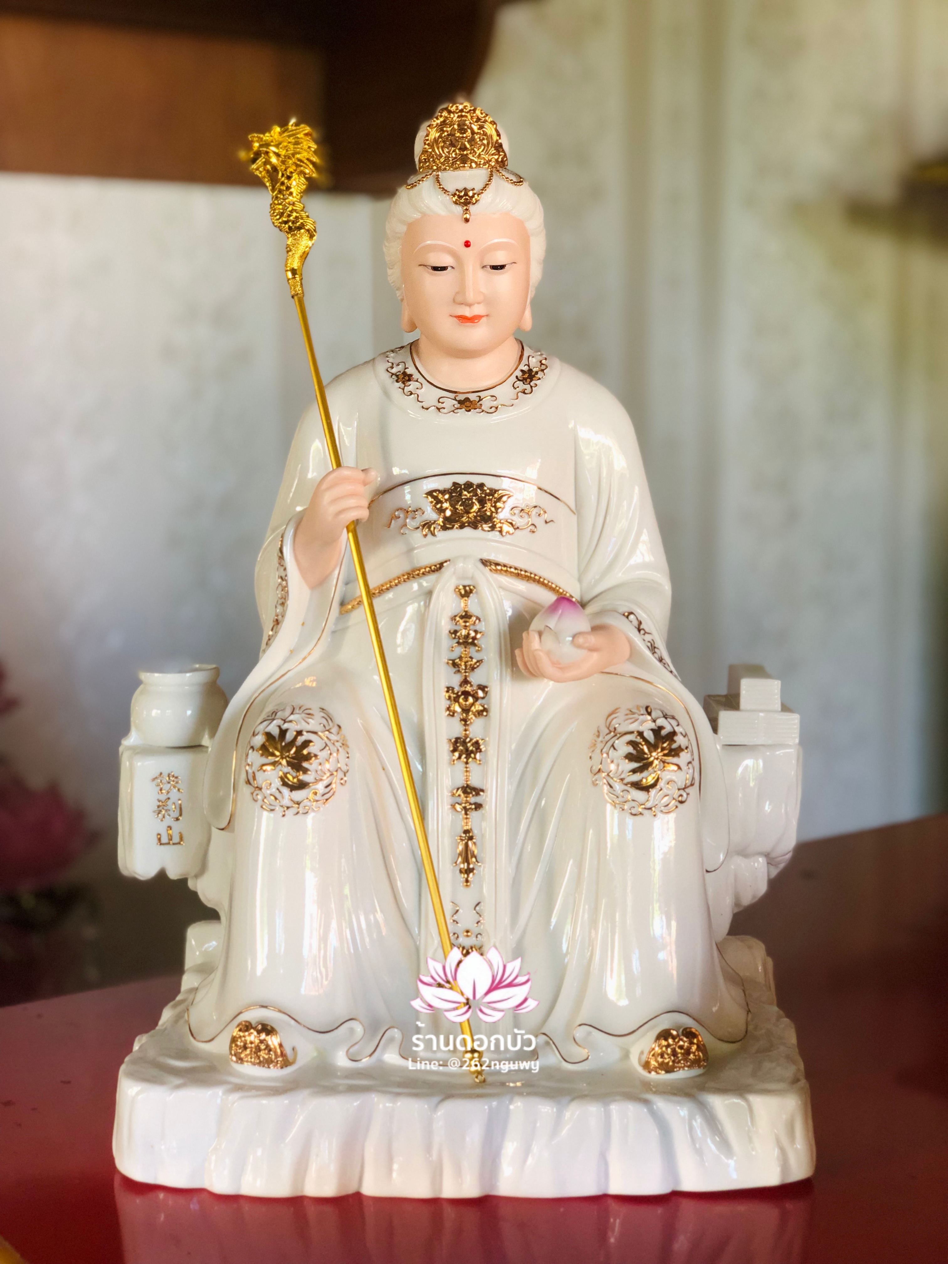 อ๋องโบ้เหนียวเหนียว กิมบ้อหงวนกุน หรือซีหวังหมู่ ปางประทับนั่งบัลลังก์บนภูเขาไท้ซาน ขนาด 12/16/19 นิ้ว