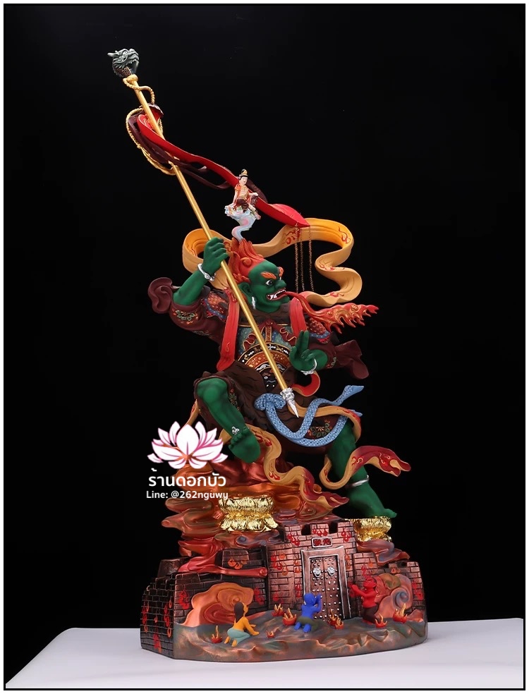 ไต่สือเอี๊ย พ้อต่อกง กวนอิมไต่ซือ เทพเจ้าสายนรก ปางยืนบนประตูนรก งานเรซิ่นคุณภาพสูง ขนาด 28 นิ้ว