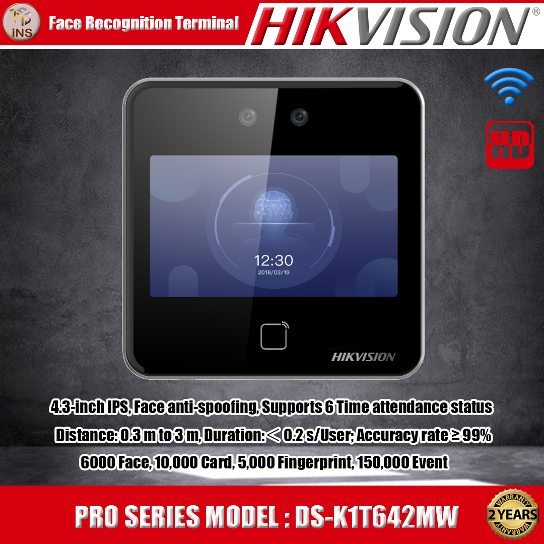 Hikvision Face Recognition Terminals Pro Series เครื่องสแกนใบหน้า (ฺBy Order) รุ่น DS-K1T642MW