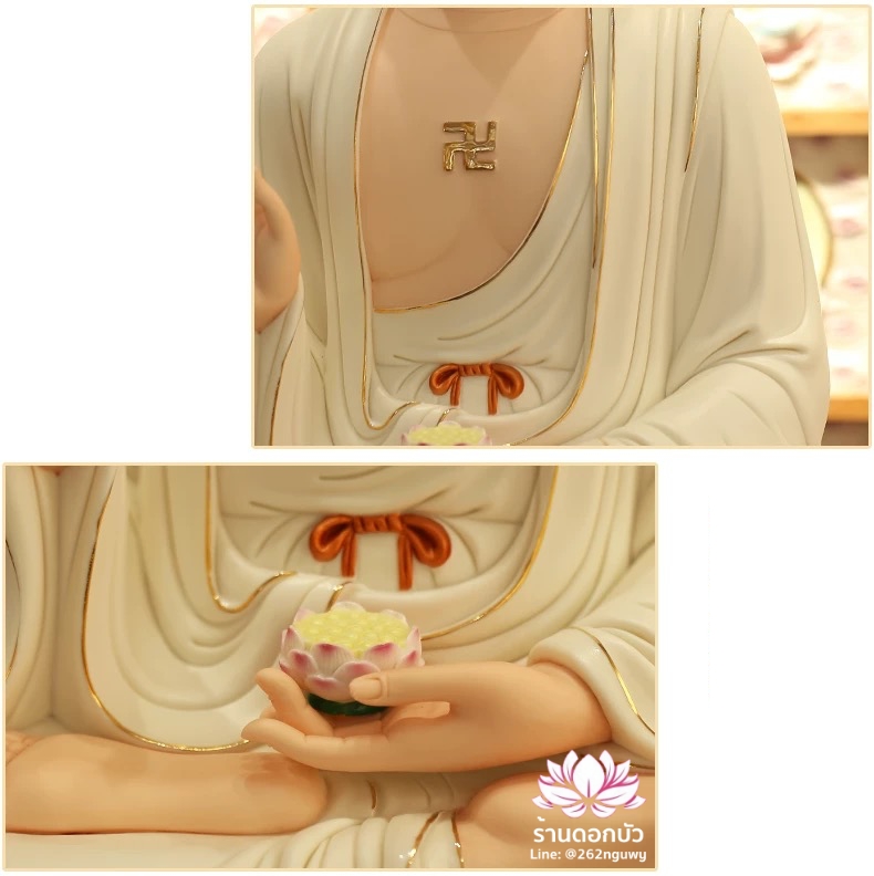พระพุทธเจ้า พระโพธิสัตว์กวนอิม พระมหาสถามปราปต์ ปางประทับนั่งดอกบัว ขนาด 22 นิ้ว