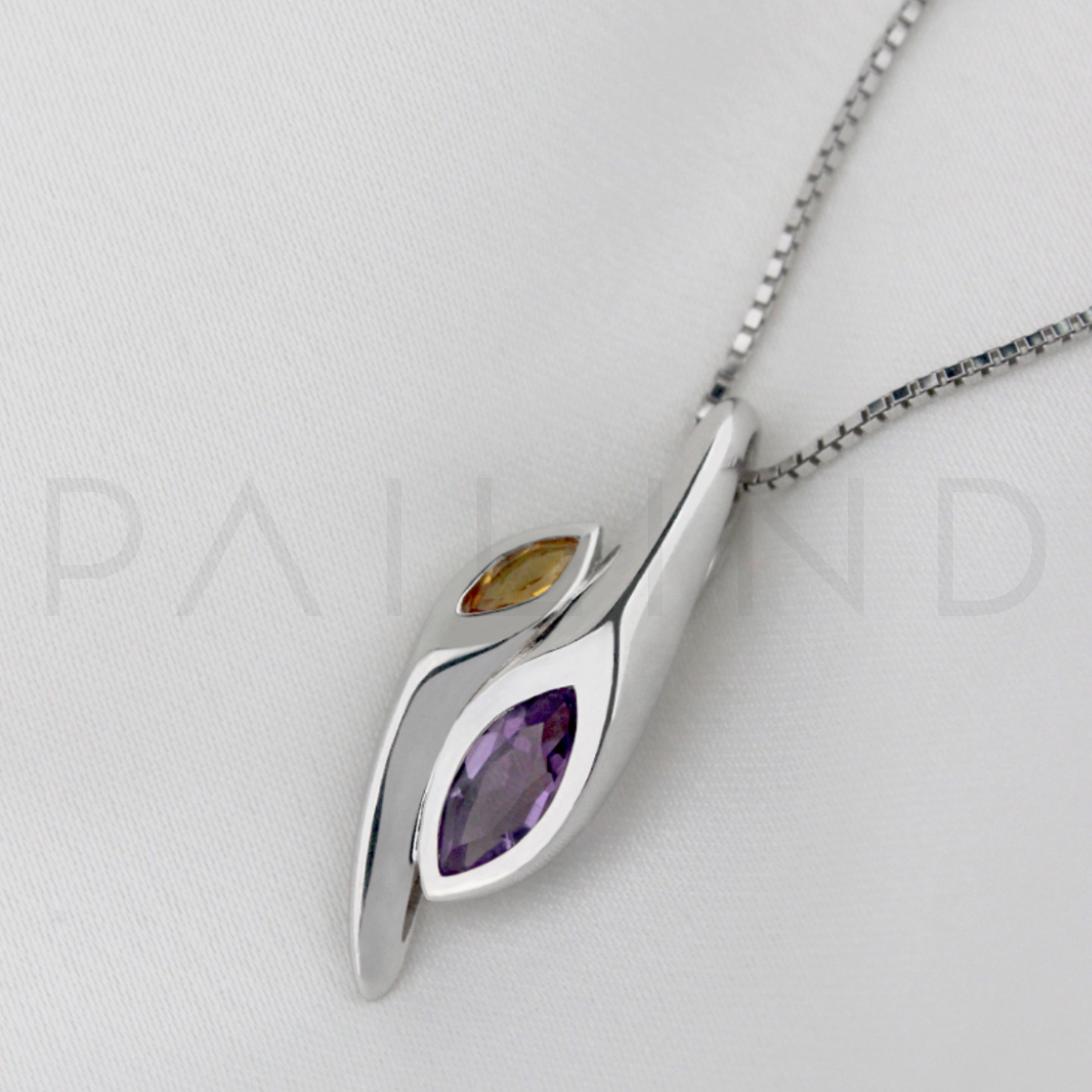จี้เงินฝังพลอย AMETHYST & CITRINE
