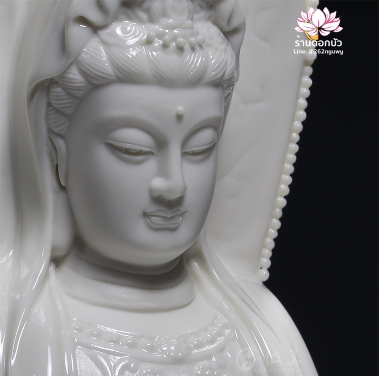 พระโพธิสัตว์กวนอิม 3 พระพักตร์ พระแม่กวนอิม 3 ปาง สีขาวเคลือบเงา ขนาด 15 นิ้ว