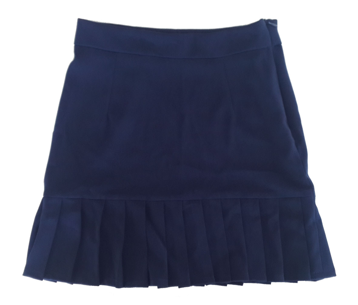 กระโปรงปลายจีบ ผ้าฮานาโกะ สีกรม Size S M L XL