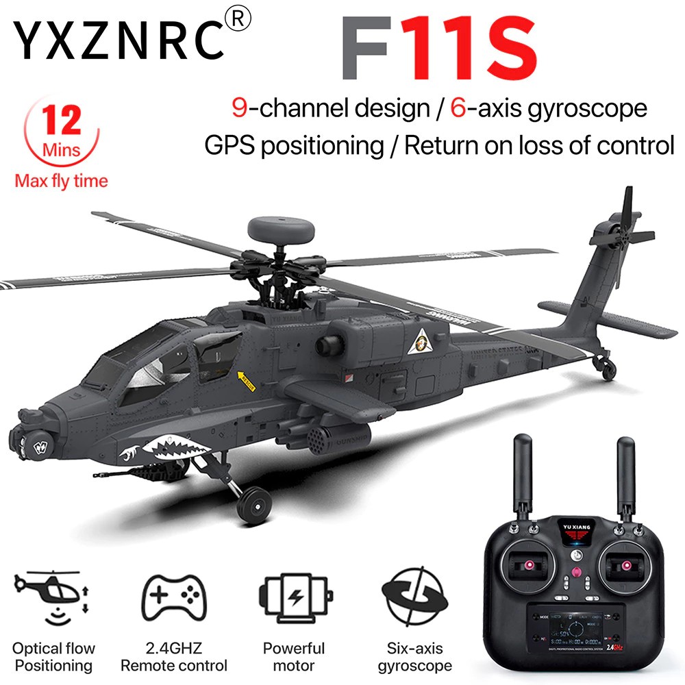 เฮลิคอปเตอร์ GPS รุ่น YXZNRC F11-S AH-64 Apache สเกล 1:32 สวยสมจริง พร้อมฟังก์ชันล้ำสมัยสุดๆ