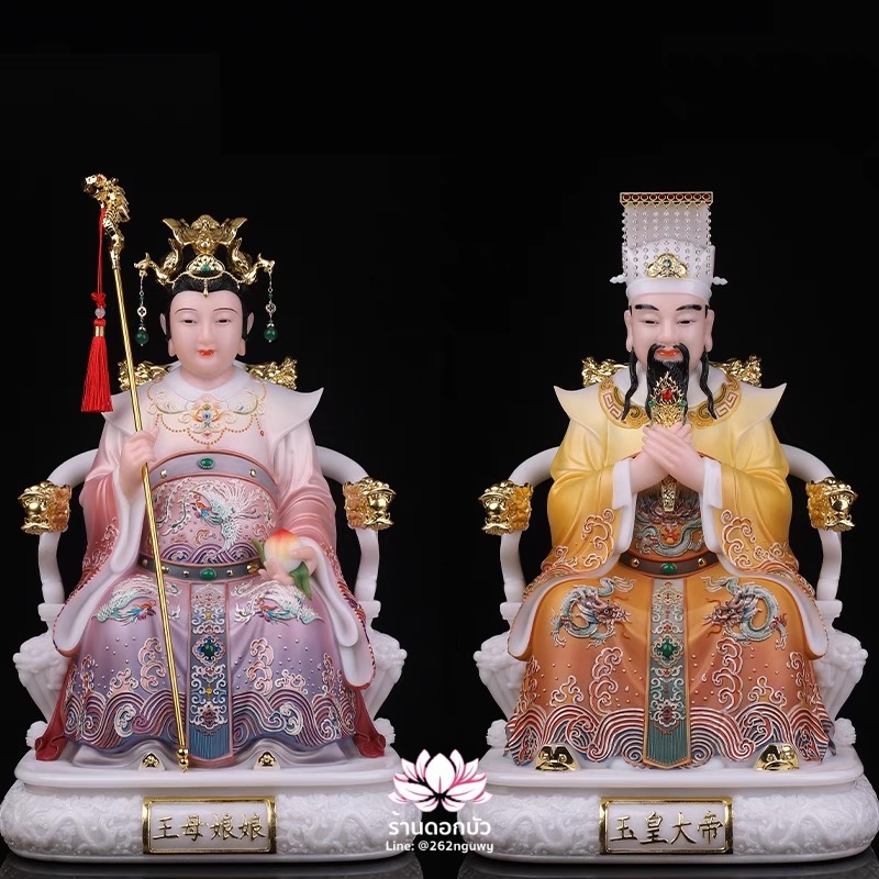 เง็กเซียนฮ่องเต้ หยกอ๋องส่องเต่ และ พระนางซีหวังหมู่ กิมบ้อเนี่ยเนี้ย งานหินอ่อนคุณภาพสูง ขนาด 12/16/19/26 นิ้ว