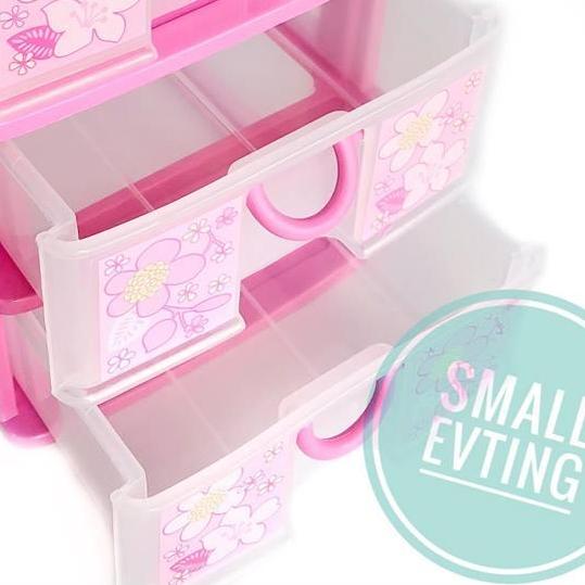 Small Evting ลิ้นชัก เล็ก พลาสติก 4ชั้น สีชมพู 5808ตู้ลิ้นชัก ตู้ใส่ของ ลิ้นชักใส่ของ เก็บของ เก็บเอกสาร plastic drawer
