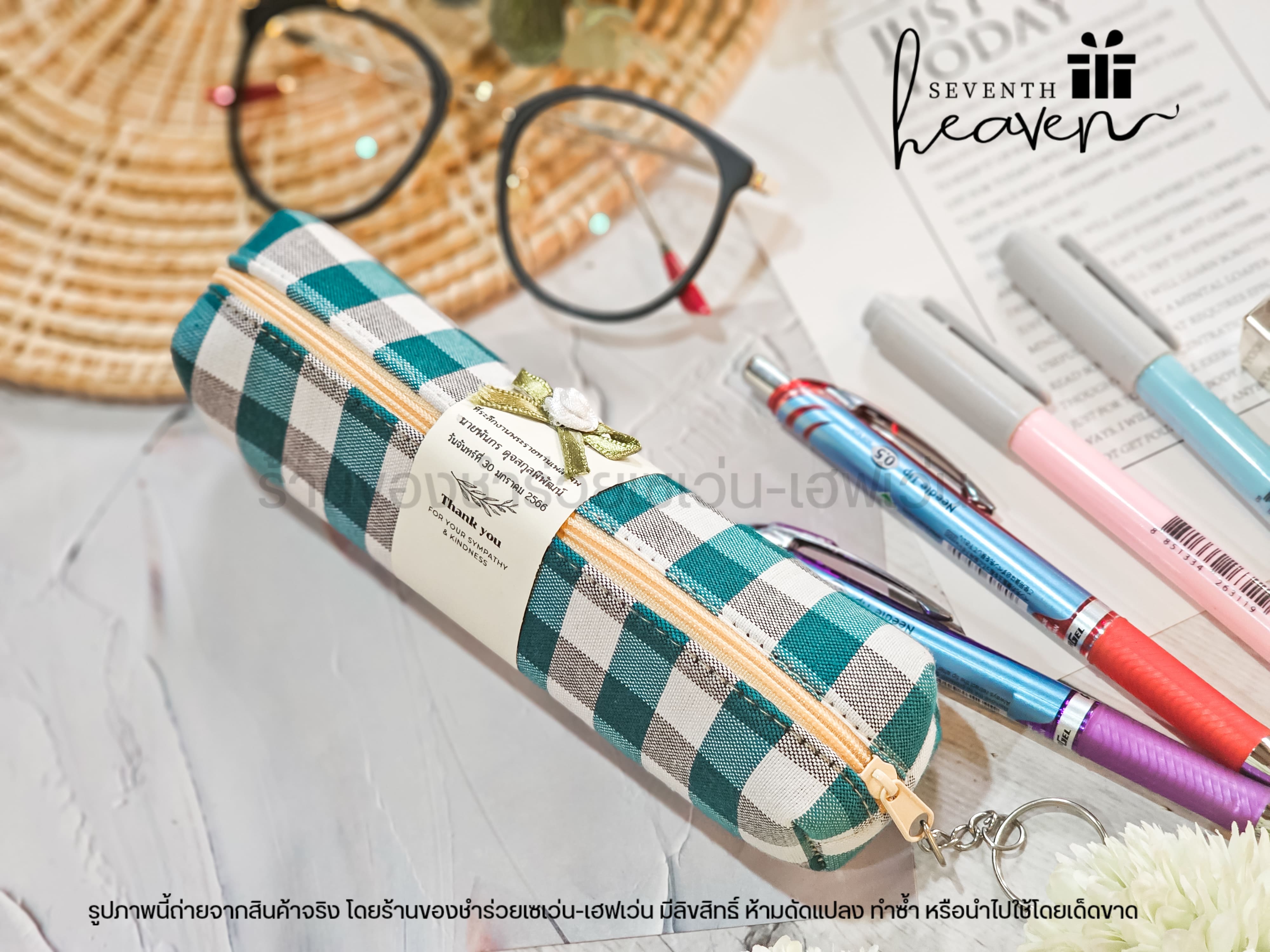 ของชำร่วยงานศพ กระเป๋าผ้าขาวม้าแท้ บุฟองน้ำแข็งอยู่ทรง