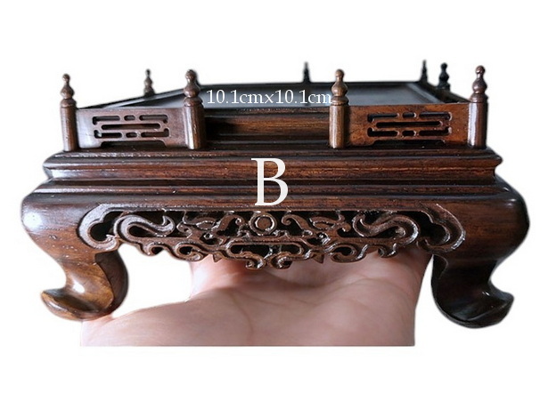 กี๋ ตั่งหรือฐานไม้ขนาดเล็ก ฐานสี่เหลี่ยมมีซุ้มรั้ว-B512-