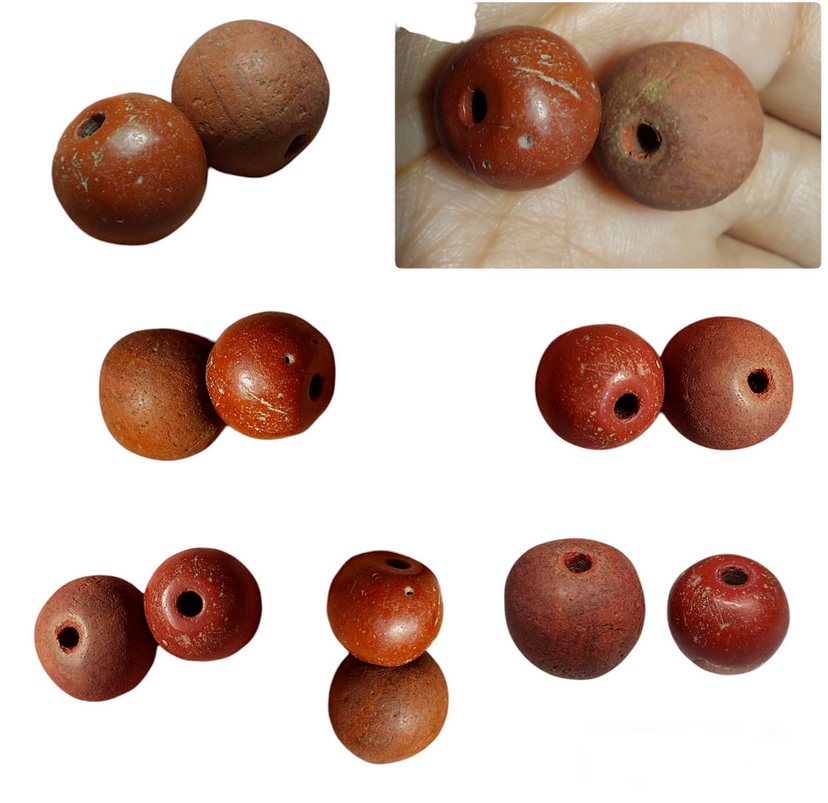 (ขายคู่)ลูกปัดดินโบราณ