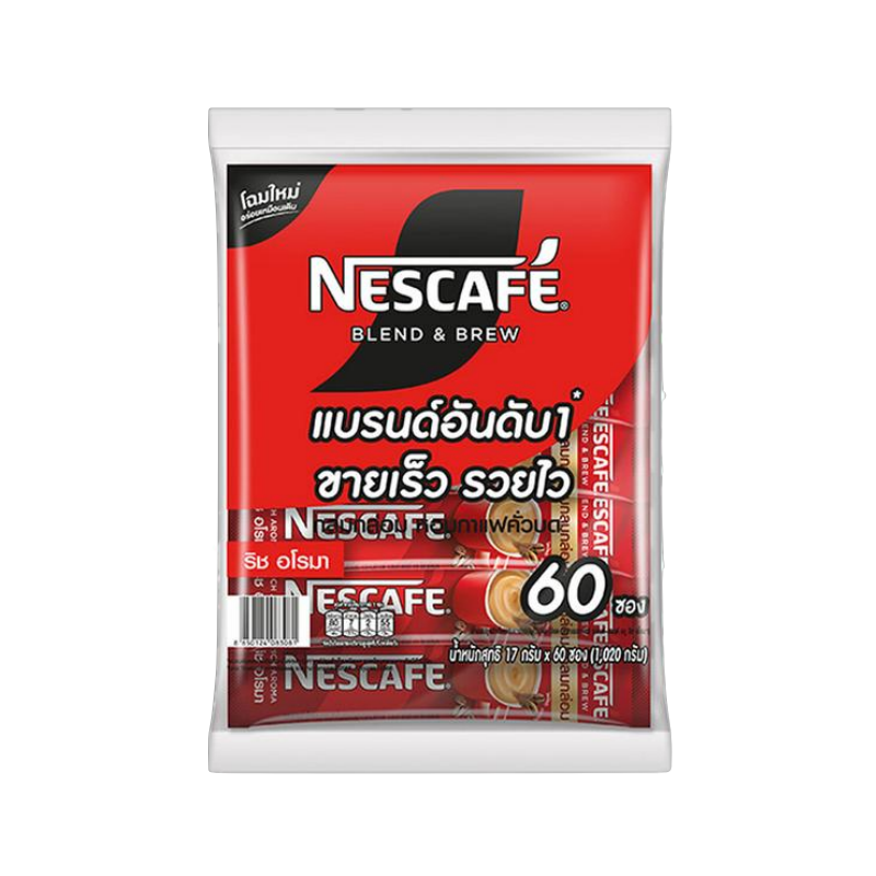 Nescafe 3in1 Blend&Blew ริชอโรมา (สีแดง) 17 กรัม x 60 ซอง