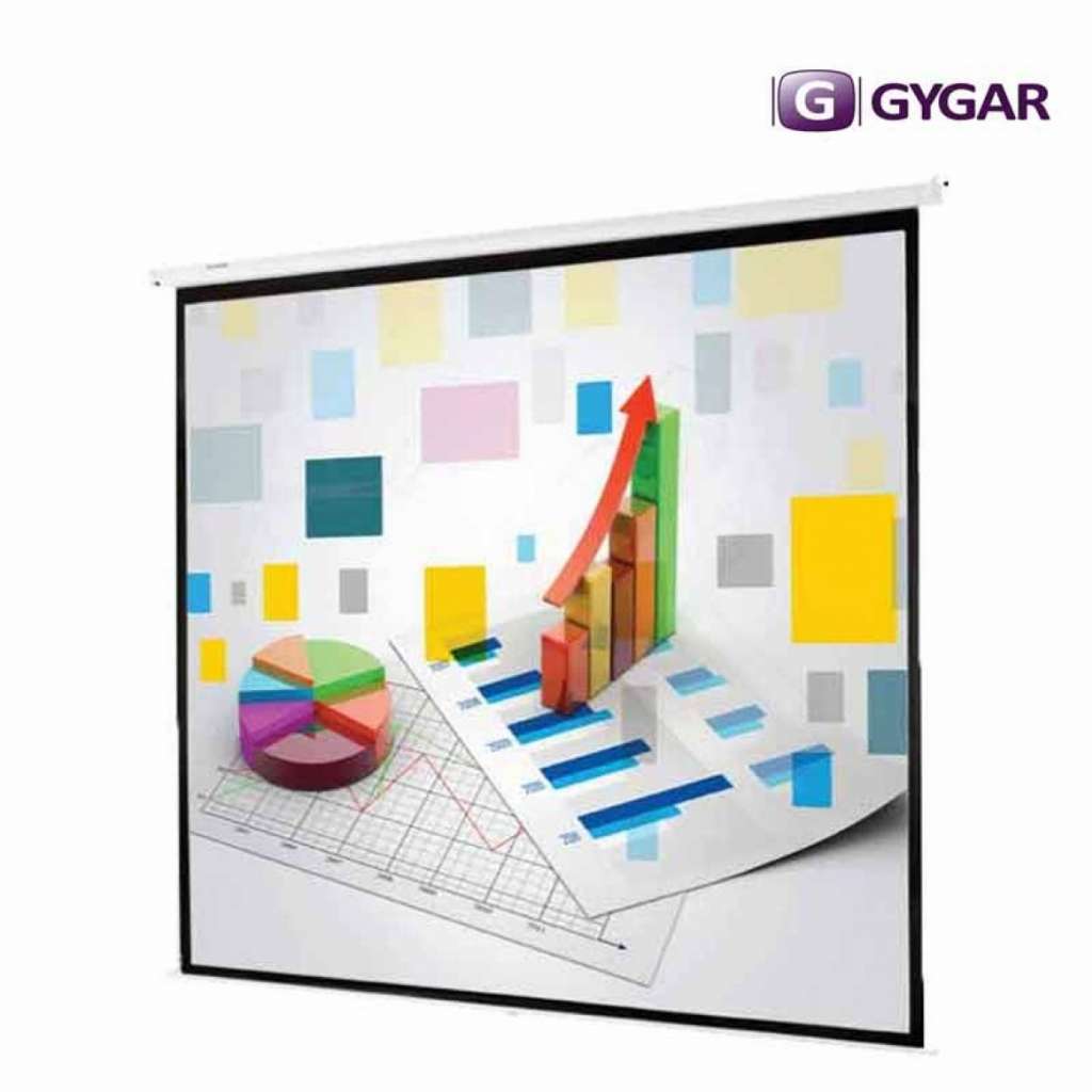 จอฉายมอเตอร์ไฟฟ้า ยี่ห้อ Gygar (ไจการ์) ทแยงมุม 100 นิ้ว (4:3) พร้อมรีโมทไร้สาย