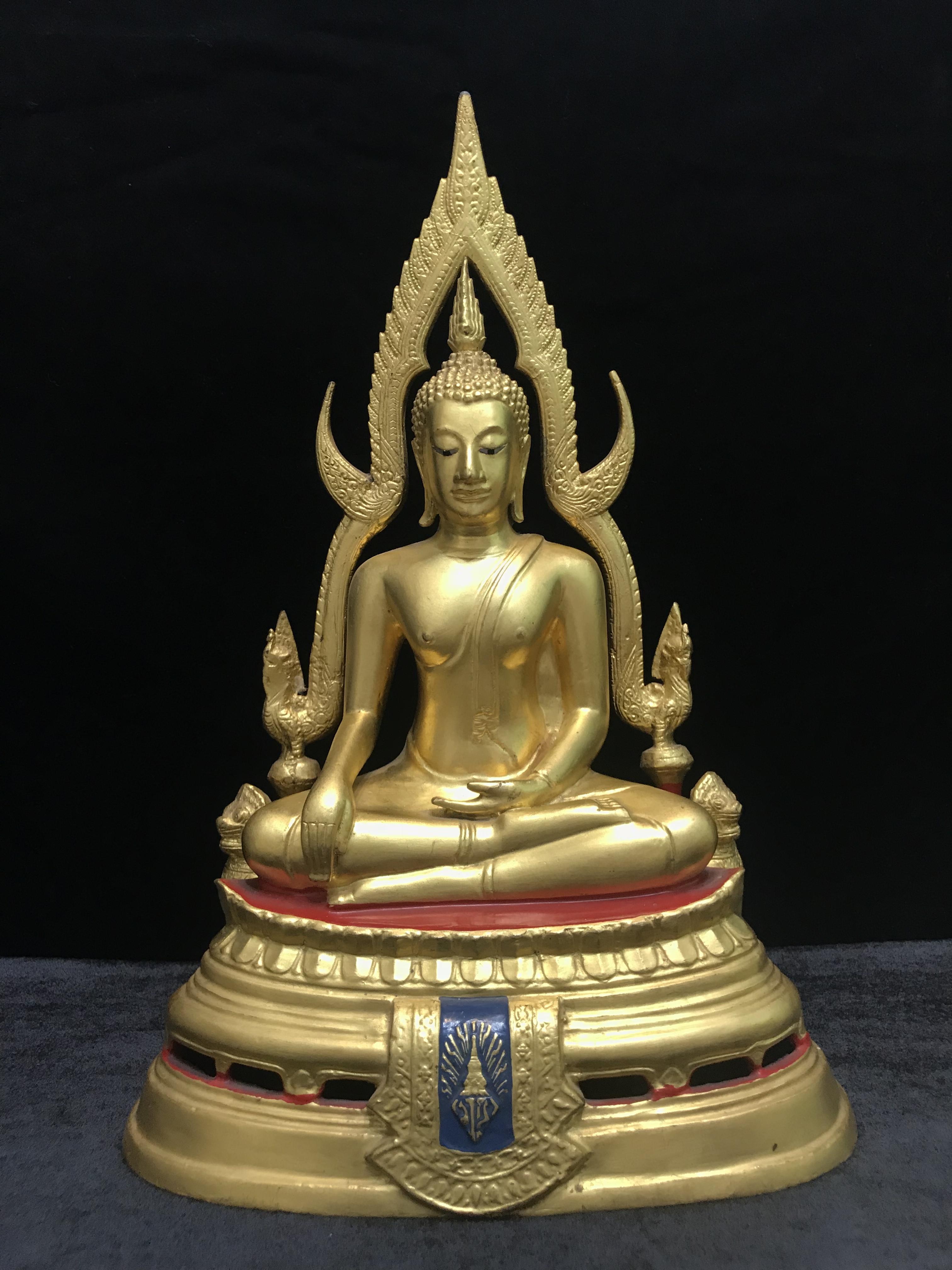 พระพุทธชินราช มวก วัดเบญจมบพิตร ปี 2519 หน้าตัก 5.9 นิ้ว หล่อดินไทย ปิดทองเดิม(ในหลวงรัชกาลที่9และราชินีเสด็จฯเททอง)