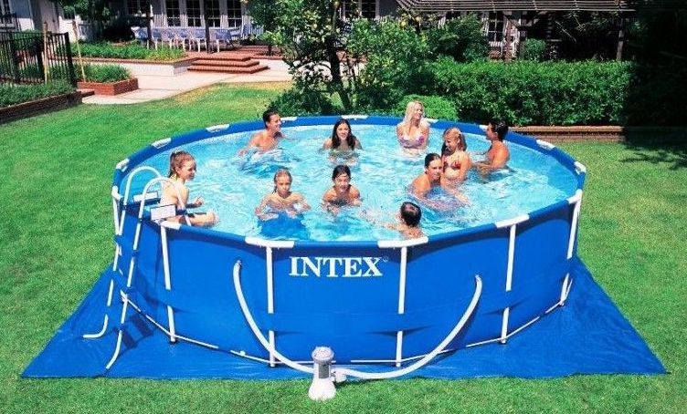 ใหม่ Intex Metal Frame pool 15 ฟุตสูงพิเศษ 26726/28236 เครื่องกรองระบบไส้กรอง