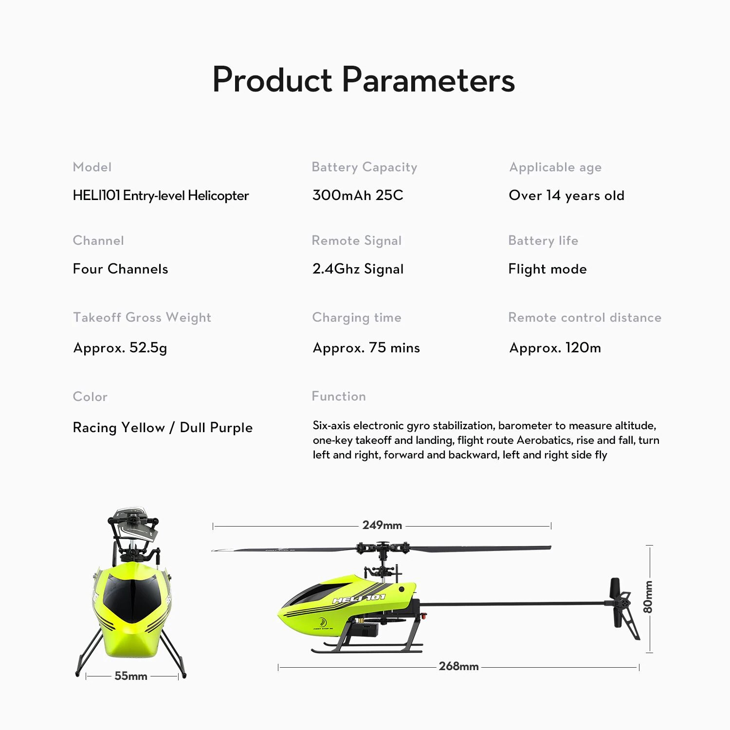 เฮลิคอปเตอร์ Heli 101 4CH 6 Axis 2.4GHz บินนาน 15 นาที มีล๊อคความสูงอัตโนมัติ