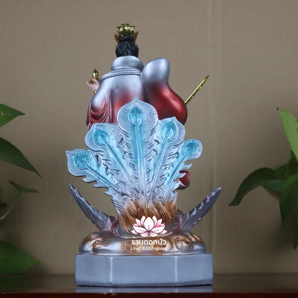 กิ่วเที้ยนเฮี่ยนลื้อ กิวเทียงเหี่ยงนึ่ง จิ่วเทียนเสวียนนี่ ปางยืนบนหงส์บริวาร งานเรซิ่น ขนาด 12 นิ้ว