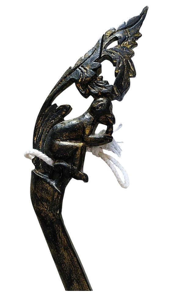 (คู่)ไม้คานหาบ(ไม้สักไม่ใช่ไม้ไผ่)-ลิงกินกล้วย งานเก่า แต่งสีใหม่