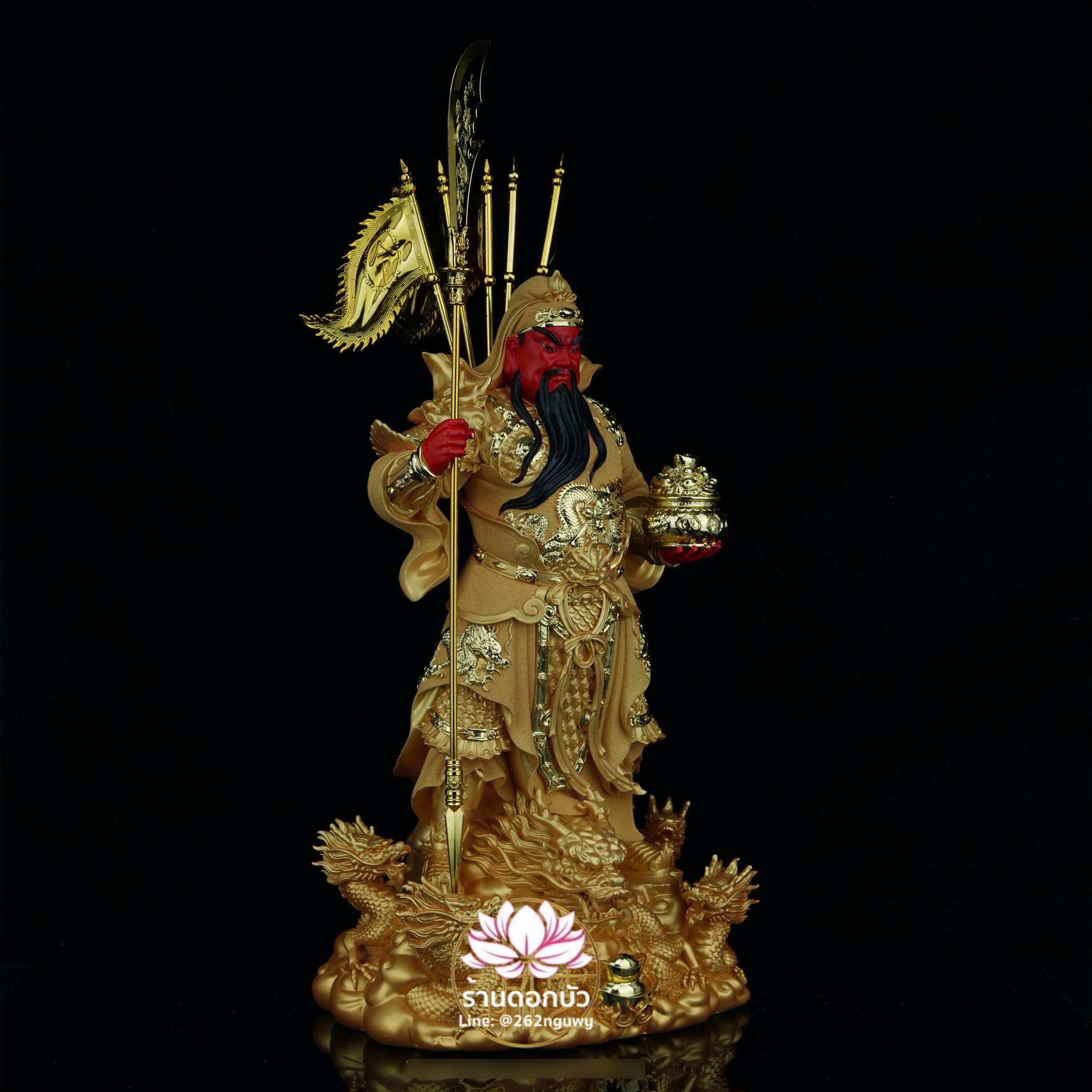 เทพเจ้ากวนอู กวนเต้กุ๊น เฮียบเที้ยนไต่เต่ หรือ กวนเส่งเต้กุ้น ปางประทานทรัพย์ ขนาด 12/16/19/26 นิ้ว