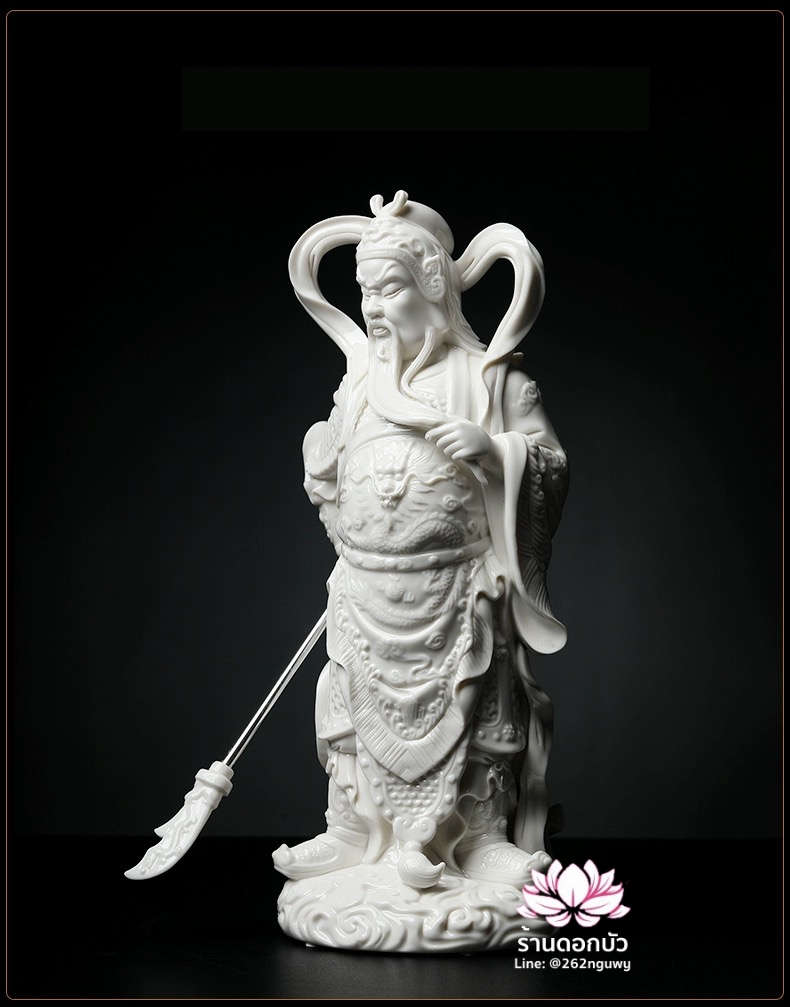 เทพเจ้ากวนอู และพระเวทโพธิสัตว์ (อุ่ยท้อผ่อสัก) ขนาด 14 นิ้ว สีขาว