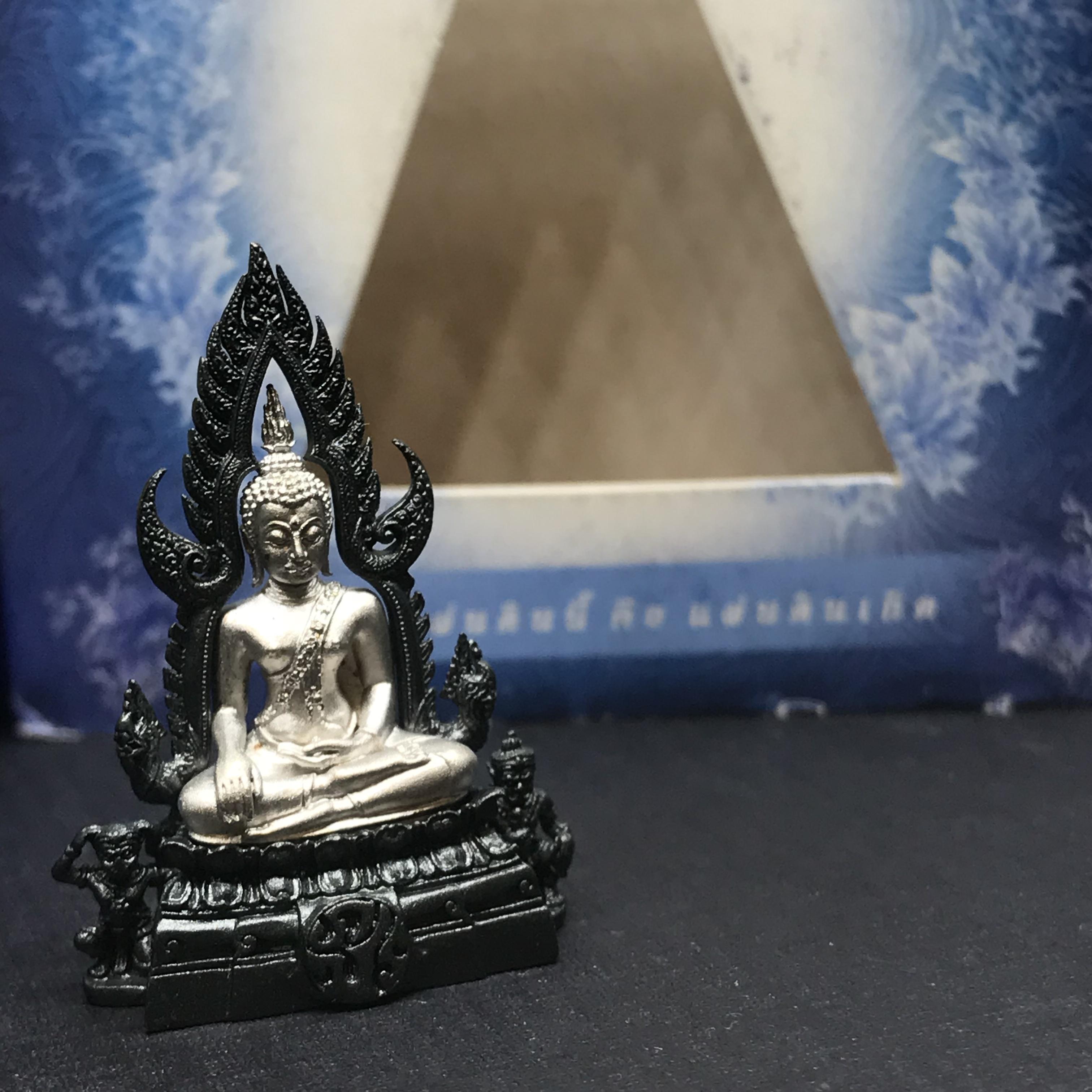 พระพุทธชินราช ภปร โครงการ เพราะแผ่นดินนี้คือแผ่นดินเกิด เนื้อเงินชุบทองคำขาว ซุ้มรมดำ ปี2551 ขนาดหน้าตัก1/2นิ้ว (สวยงามหายาก)