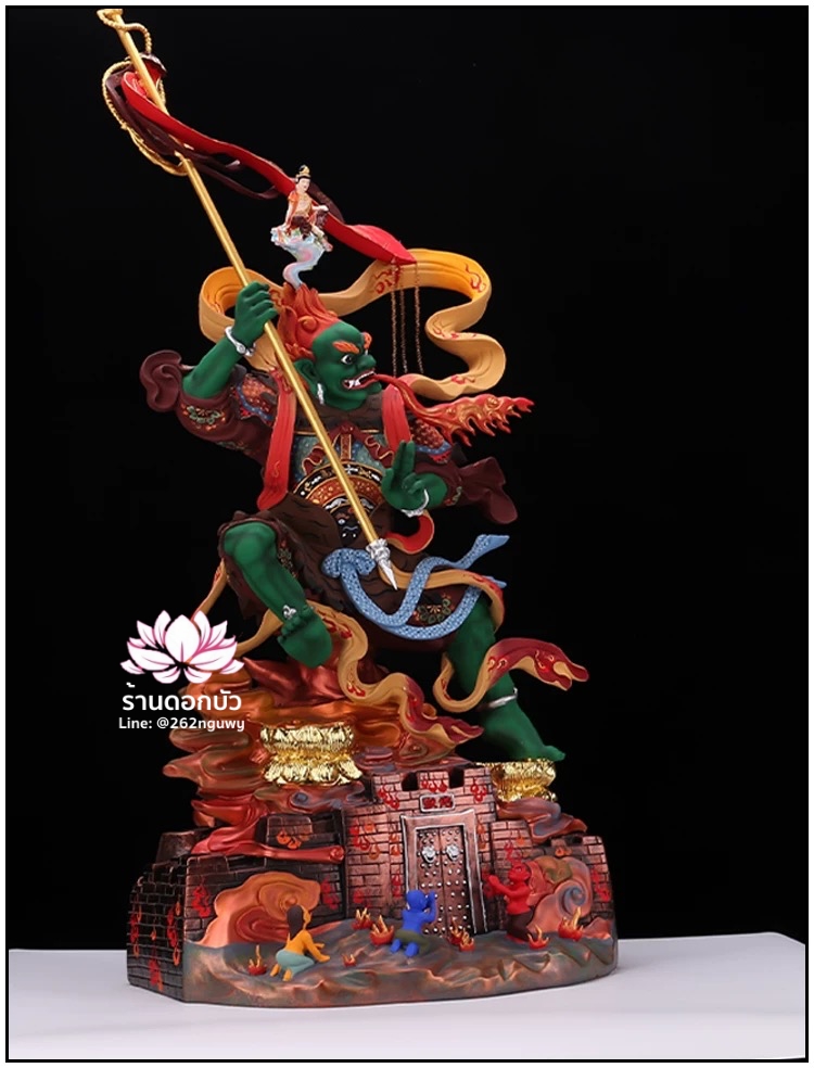 ไต่สือเอี๊ย พ้อต่อกง กวนอิมไต่ซือ เทพเจ้าสายนรก ปางยืนบนประตูนรก งานเรซิ่นคุณภาพสูง ขนาด 28 นิ้ว