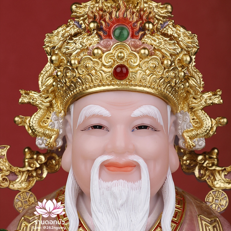 แปะกง ปุนเถ้ากง เทพเจ้าที่จีน ประทับนั่งบัลลังก์มังกร งานผงหยกคุณภาพสูง ขนาด 12/16/19 นิ้ว