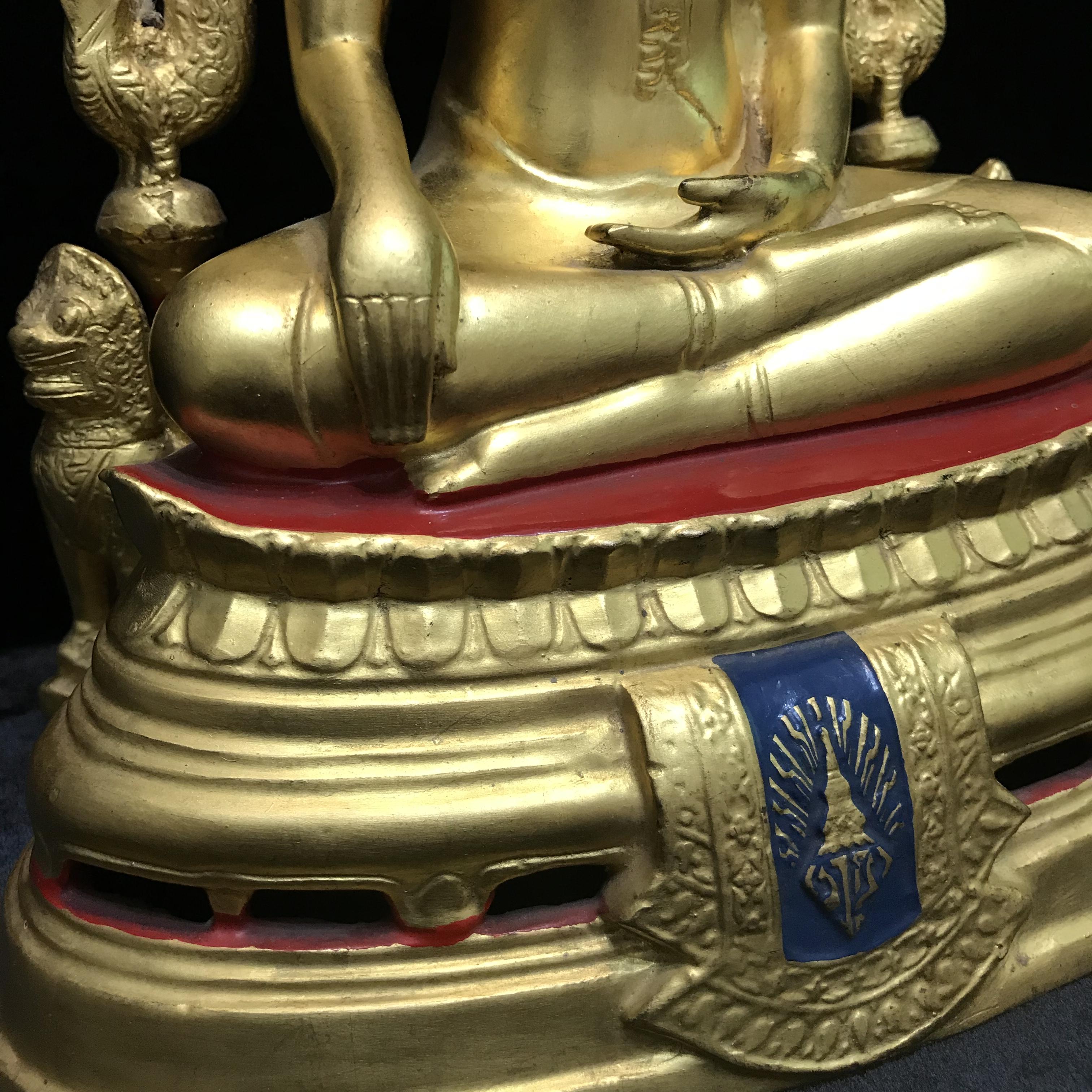 พระพุทธชินราช มวก วัดเบญจมบพิตร ปี 2519 หน้าตัก 5.9 นิ้ว หล่อดินไทย ปิดทองเดิม(ในหลวงรัชกาลที่9และราชินีเสด็จฯเททอง)