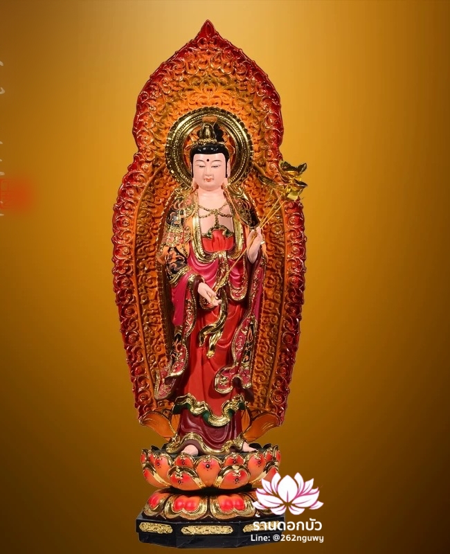 พระพุทธเจ้า (พระยูไล) พระโพธิสัตว์กวนอิม (กวนอิมผ่อสัก) พระมหาสถามปราปต์โพธิสัตว์ (ไต่ซีจี่ผ่อสัก) ปางยืนบนดอกบัว ขนาด 16/19/26/36/42/50 นิ้ว