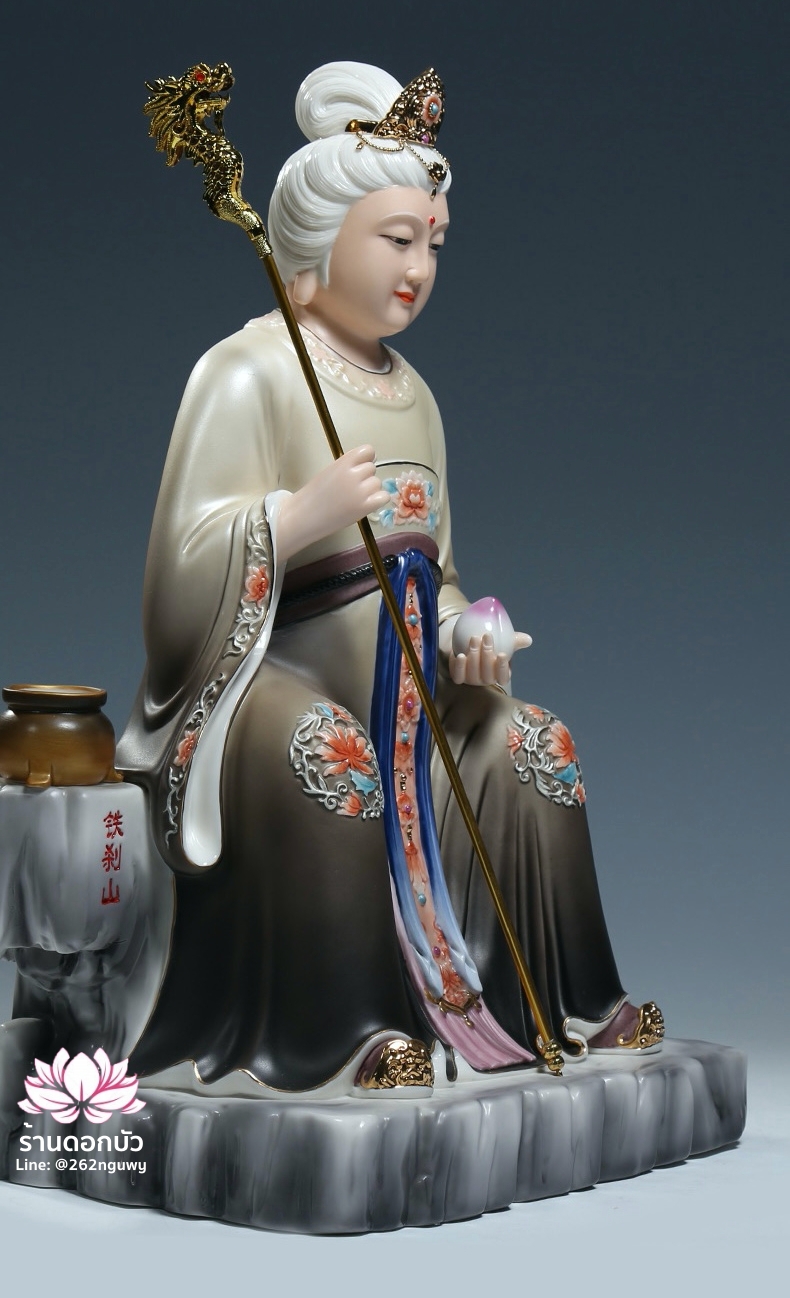 อ๋องโบ้เหนียวเหนียว กิมบ้อหงวนกุน หรือซีหวังหมู่ ปางประทับนั่งบัลลังก์บนภูเขาไท้ซาน ขนาด 12/16/19 นิ้ว
