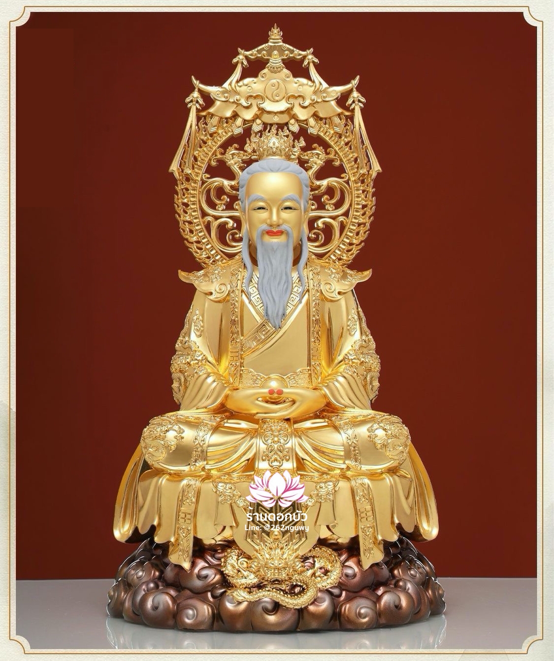 ซำเช้งเต๋าจ้อ โตเต็กเทียนจุน หรือไท่ส่องโล้กุ๊น หง่วนซี่เทียนจุน เล็งโป้เทียนจุน สีทอง งานเรซิ่น ขนาด 12/16/19/26 นิ้ว