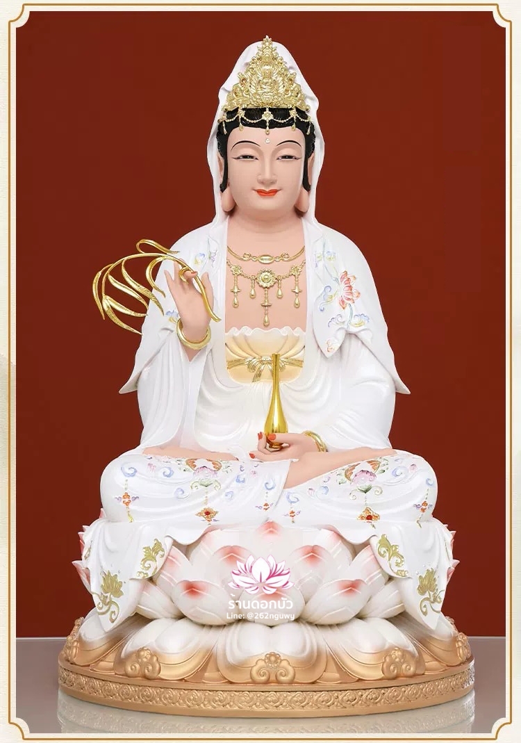 พระพุทธเจ้า (พระยูไล) พระโพธิสัตว์กวนอิม (กวนอิมผ่อสัก) พระมหาสถามปราปต์โพธิสัตว์ (ไต่ซีจี่ผ่อสัก) งานเรซิ่น ขนาด 12/16/19 นิ้ว