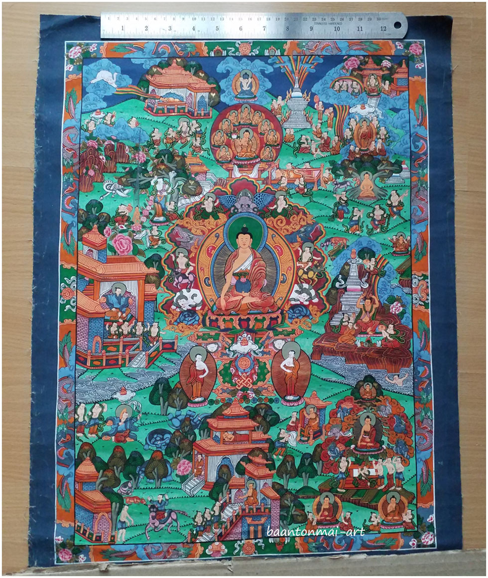 ภาพวาดทังก้า Life of Buddha หรือพุทธประวัติ ศิลปะทิเบต