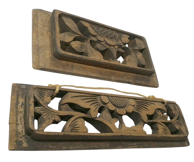 (คู่)ไม้แกะเก่าสไตล์จีน ขนาดเล็ก