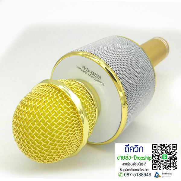 WS-858 Wireless Bluetooth HIFI Karaoke Microphone mic– สีทอง