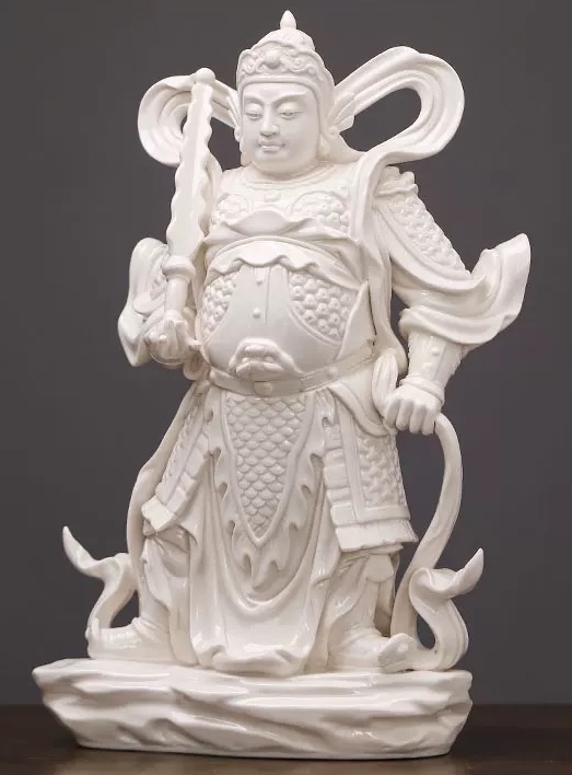 เทพเจ้ากวนอู และพระเวทโพธิสัตว์ (อุ่ยท้อผ่อสัก) ขนาด 12/16 นิ้ว สีขาว