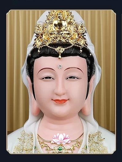 พระโพธิสัตว์กวนอิม พระแม่กวนอิมปางประทานพร ประทับนั่งบนดอกบัว งานหินอ่อน ขนาด 16/19/26/36 นิ้ว