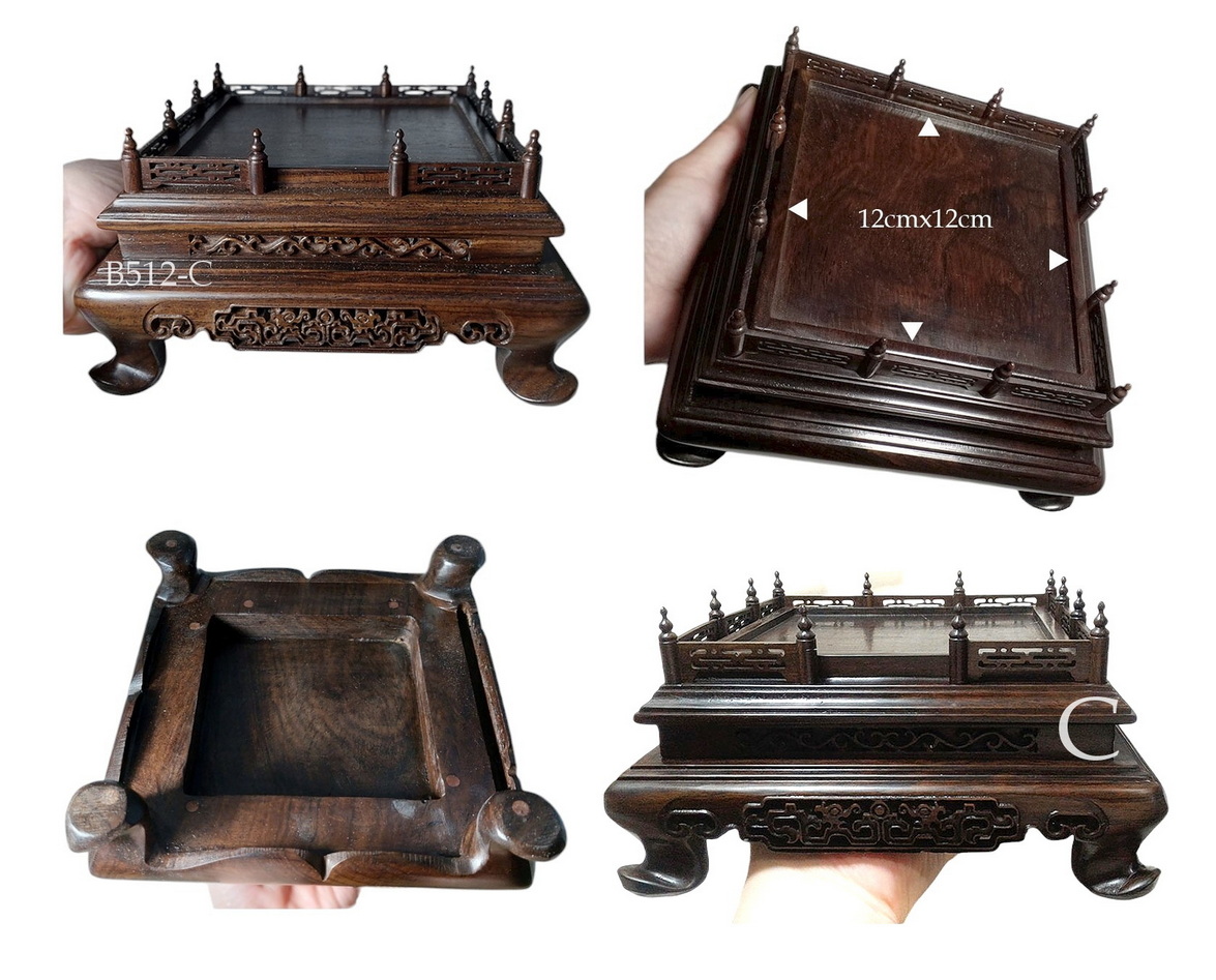 กี๋ ตั่งหรือฐานไม้ขนาดเล็ก ฐานสี่เหลี่ยมมีซุ้มรั้ว-B512-