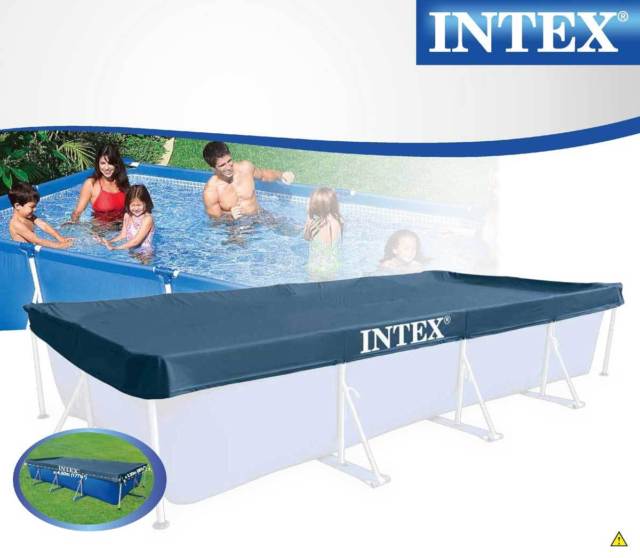 ผ้าคลุมสระน้ำขนาดใหญ่ทรงเหลี่ยม Metal Frame pool Intex-28039