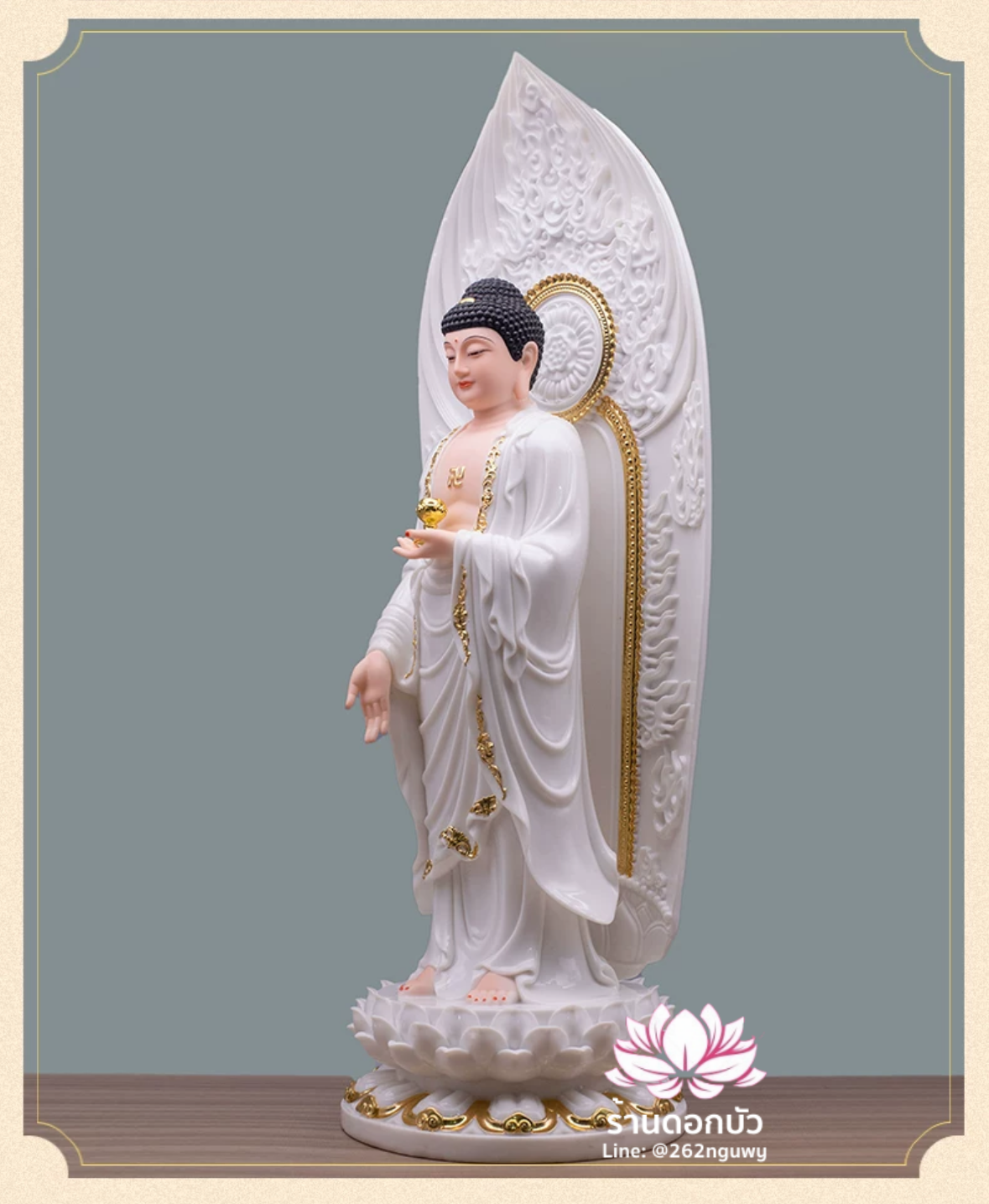 พระพุทธเจ้า (พระยูไล) พระโพธิสัตว์กวนอิม (กวนอิมผ่อสัก) พระมหาสถามปราปต์โพธิสัตว์ (ไต่ซีจี่ผ่อสัก) ขนาด 12/16/19/26/36 นิ้ว