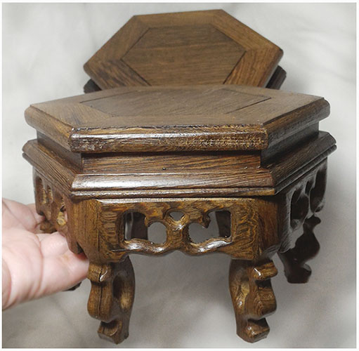 ฐานหรือกี๋ไม้ศิลปะจีน-หกเหลี่ยม 12cm