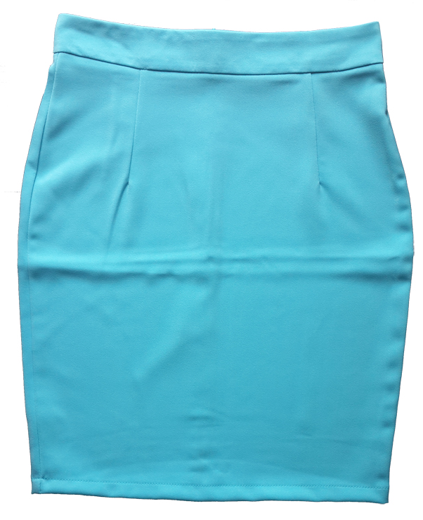 กระโปรงผ้าฮานาโกะ ทรงดินสอ สีฟ้า Size 2XL 3XL