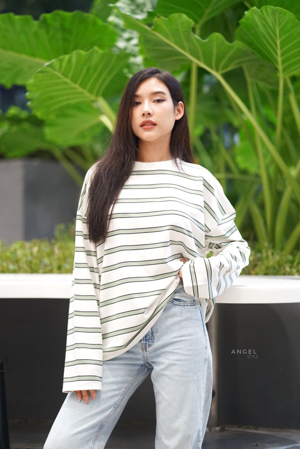 คอกลมริ้วใหญ่แขนยาว