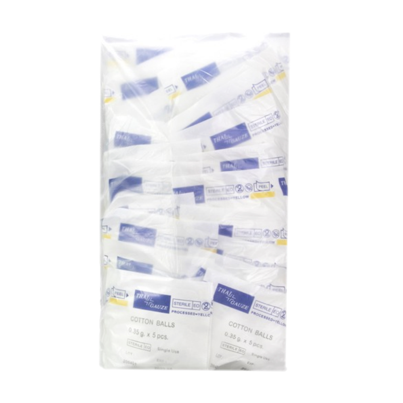Thai-gauze Sterile cotton balls สำลีก้อน สำลีปลอดเชื้อ 25 ซอง