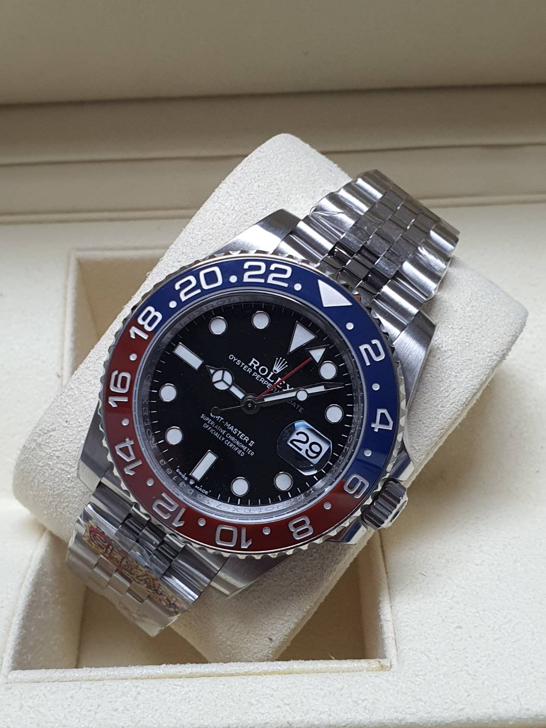 PRE-ORDER ROLEX GMT MASTER II PEPSI CLEAN FACTORY (40MM.) กลไกโคลน ROLEX 3186