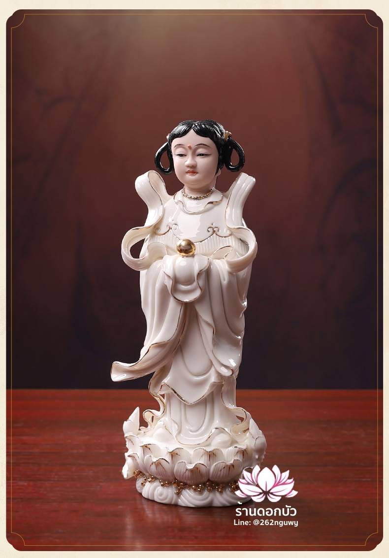 กิมท้ง-เง็กนึ่ง, เซียนจ๋าย-หยกลื้อ ลูกศิษย์พระโพธิสัตว์กวนอิม ปางยืนประทับบนดอกบัว ขนาด 7 นิ้ว