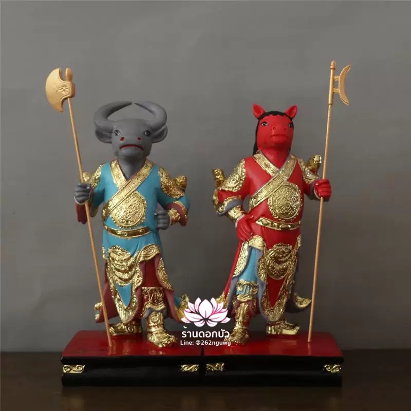 ยมบาลหัววัวหัวม้า ยมทูตหัววัวหน้าม้า งานเรซิ่น ขนาด 12/16 นิ้ว