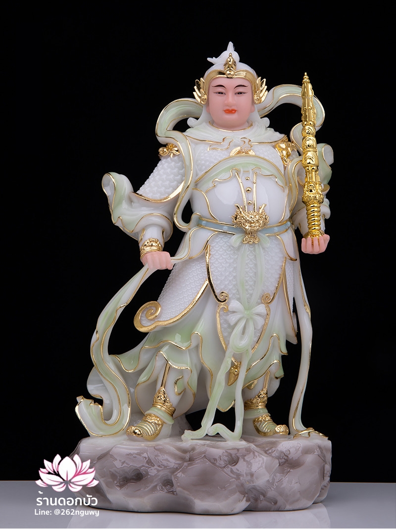 เทพเจ้ากวนอู และพระเวทโพธิสัตว์ (อุ่ยท้อผ่อสัก) งานหินอ่อนคุณภาพสูง ขนาด 12/16/19 นิ้ว